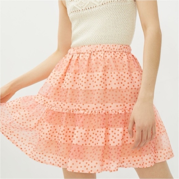 Corey Lynn Calter Skirt Medium Peach Polka Dot Colorful Retro Mini Party Fun NEW - Picture 1 of 15